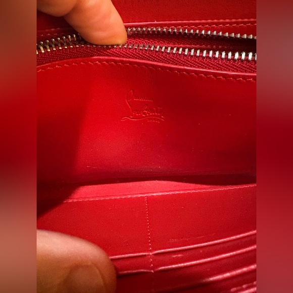 Christian Louboutin Panettone Burgundy Studded Zip Wallet - Picture 5 of 13